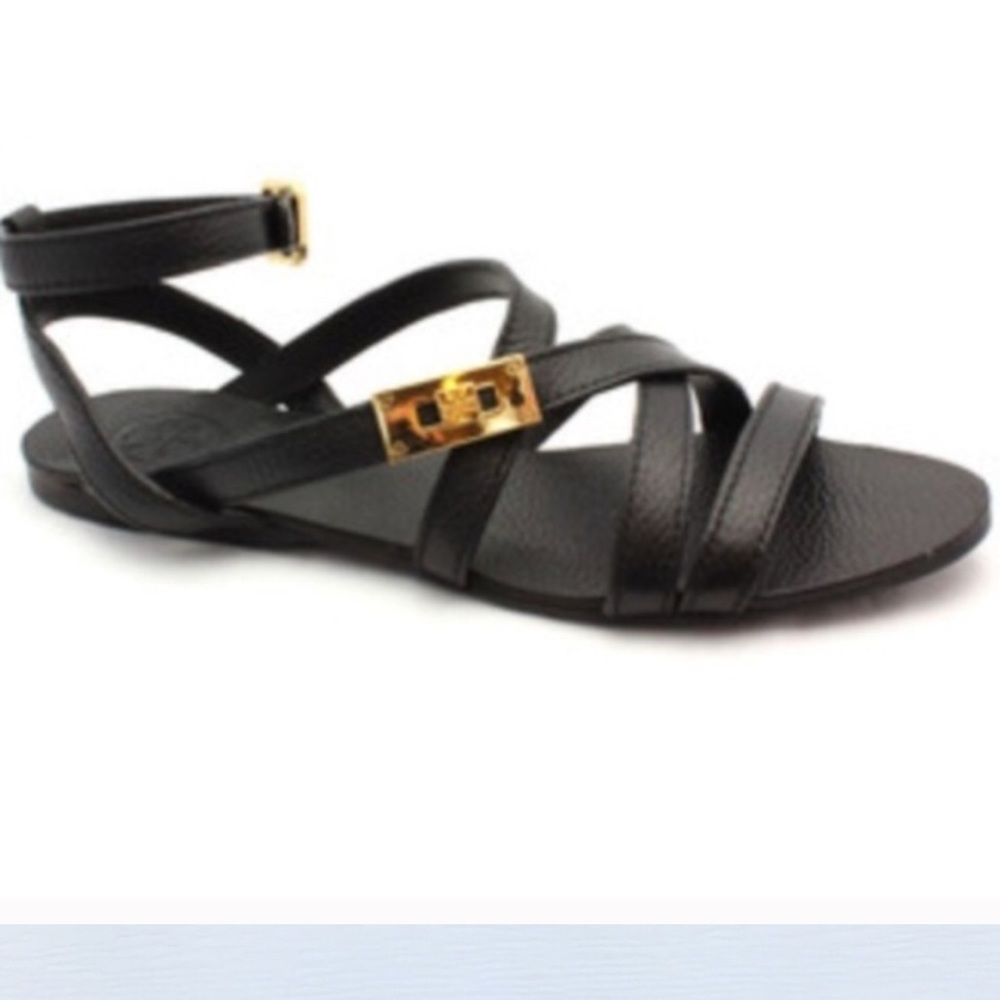 Tory Burch Dalcin Black Pebbled Leather slip-ons